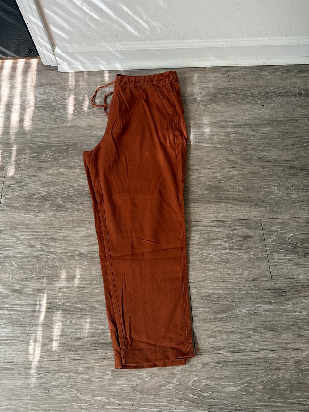 Rust Drawstring Casual Pants - Picture 2 of 3
